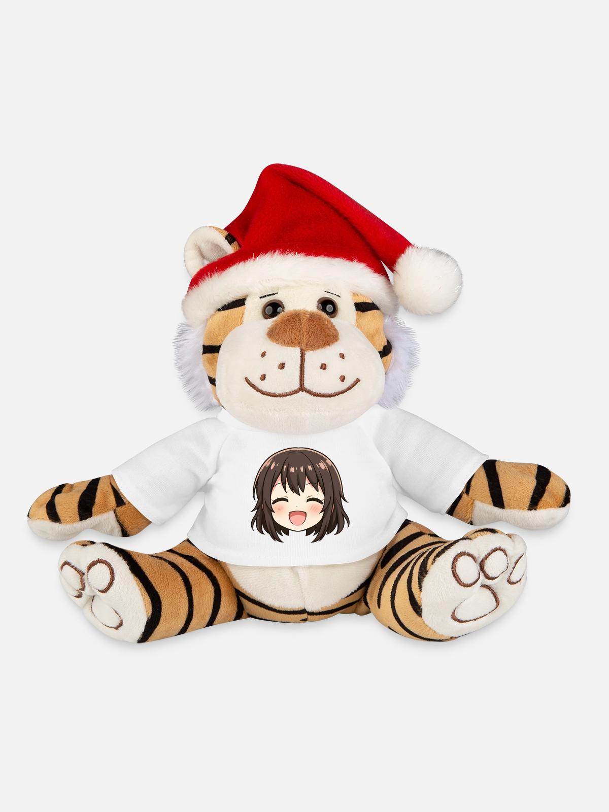 Chibi Gesicht Braunes Lächeln - Weihnachtstiger - Weiß - Vorne