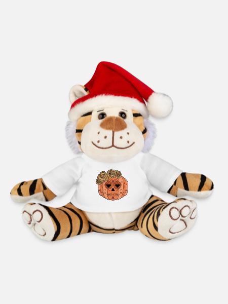 Blumen Zucker Schädel Kürbis Gesicht - Weihnachtstiger - Weiß