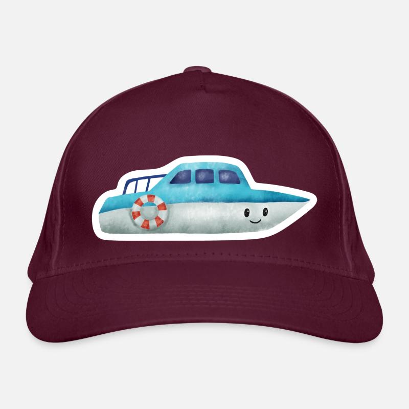 Boot - Bio-Baseballkappe - Burgunderrot