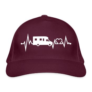 Wohnmobil Herzschlag EKG Camper Camping Lustiges - Bio-Baseballkappe - Burgunderrot - Vorne