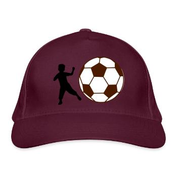 Kind Fußball - Bio-Baseballkappe - Burgunderrot - Vorne