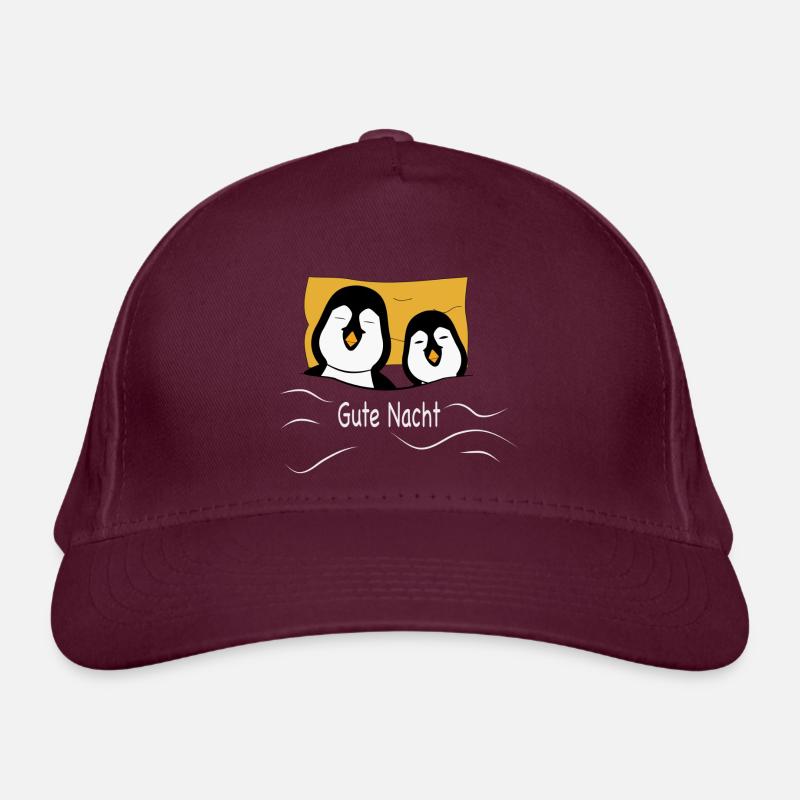 Müde Pinguine - Bio-Baseballkappe - Burgunderrot