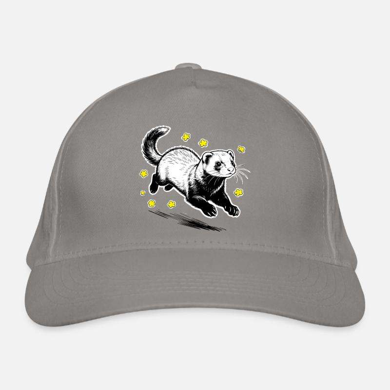 Frettchen in Blüten glitzern Bio-Baseballkappe