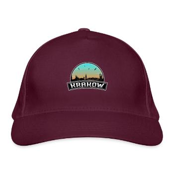 Krakau Polen Skyline polnisches Souvenir - Bio-Baseballkappe - Burgunderrot - Vorne