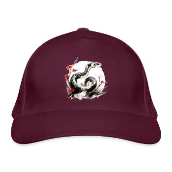 Chinesisches Sternzeichen Schlange - Bio-Baseballkappe - Burgunderrot - Vorne