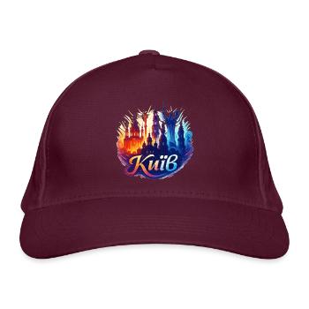 Kiew Kyjiw Hauptstadt Ukraine Geschenk - Bio-Baseballkappe - Burgunderrot - Vorne