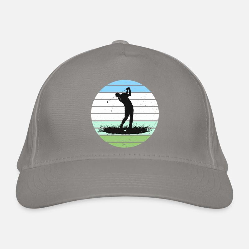 Golf silhouette in retro stripe circle Organic Baseball Cap