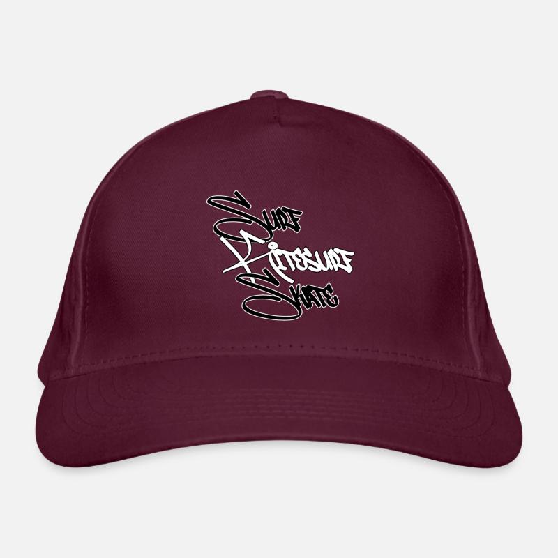 Graffiti Surf Script White - Organic Baseball Cap - burgundy