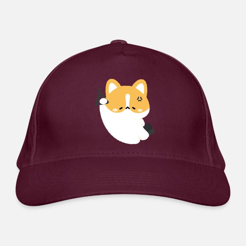 Tired Corgi Commute - Organic Baseball Cap - burgundy