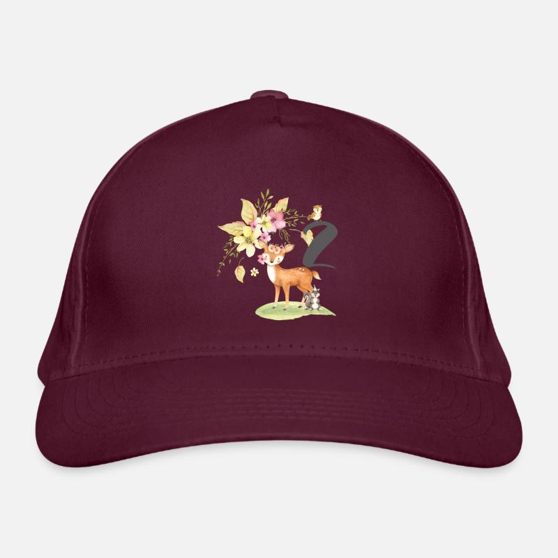 2nd birthday, two, second, birthday, forest animals Organic Baseball Cap