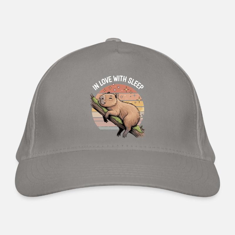 Cute Capybara Sleep Design Organic Baseball Cap