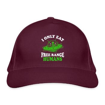 Außerirdischer Appetit auf Freie Range Menschen - Bio-Baseballkappe - Burgunderrot - Vorne