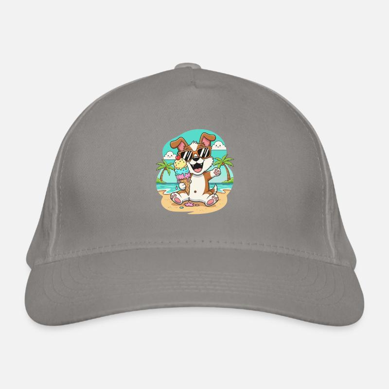 Strandhund mit Eis und Sonnenbrille Bio-Baseballkappe