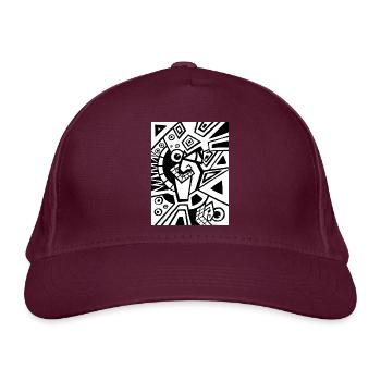 Design Shirt - Art Deco - Jugenstil - Surrealismus - Bio-Baseballkappe - Burgunderrot - Vorne