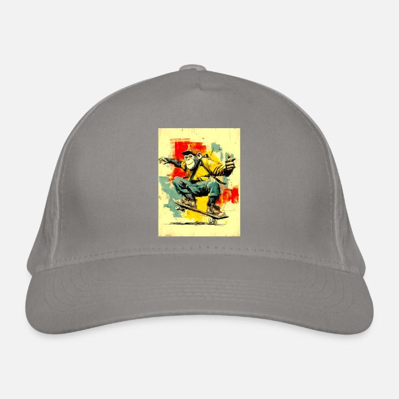 Cooler Affe auf Skateboard- modern, stylisch Bio-Baseballkappe