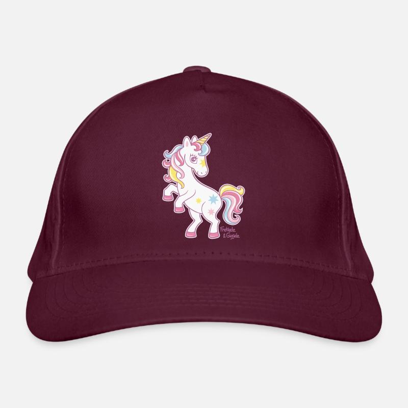 Kleines Einhorn - Bio-Baseballkappe - Burgunderrot