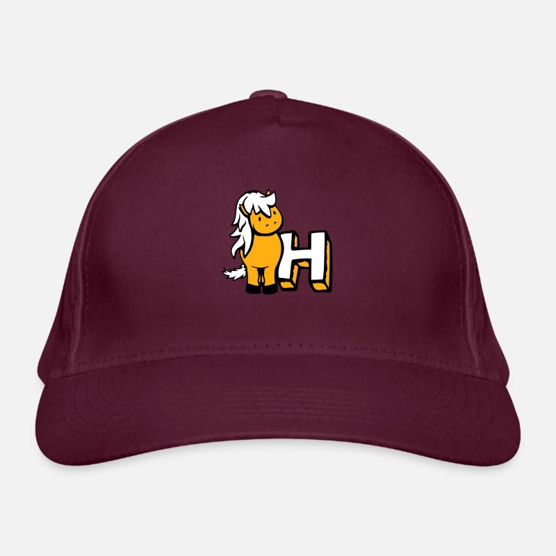 Pferd H Horse Buchstabe ABC Englisch Lernen Schule Bio-Baseballkappe
