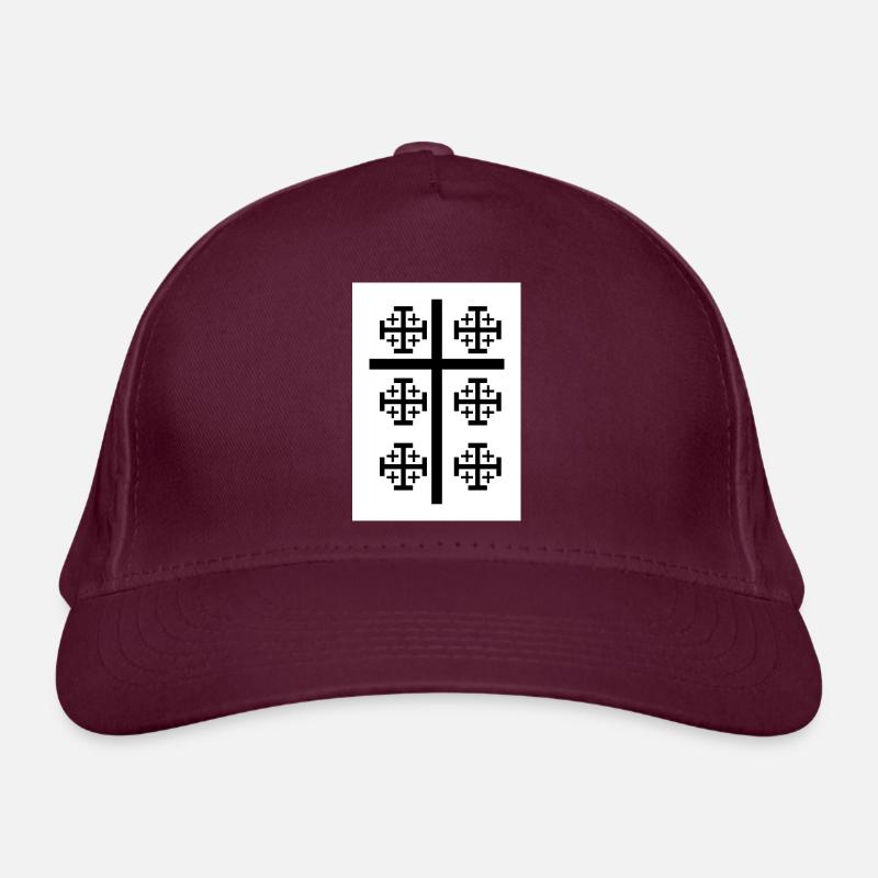 Kreuz - Bio-Baseballkappe - Burgunderrot