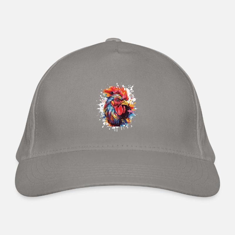Hahn Tier Pop Art Kopf Bio-Baseballkappe