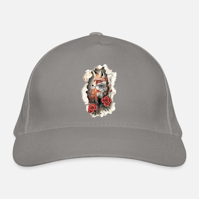 Renard avec des fleurs Casquette classique bio