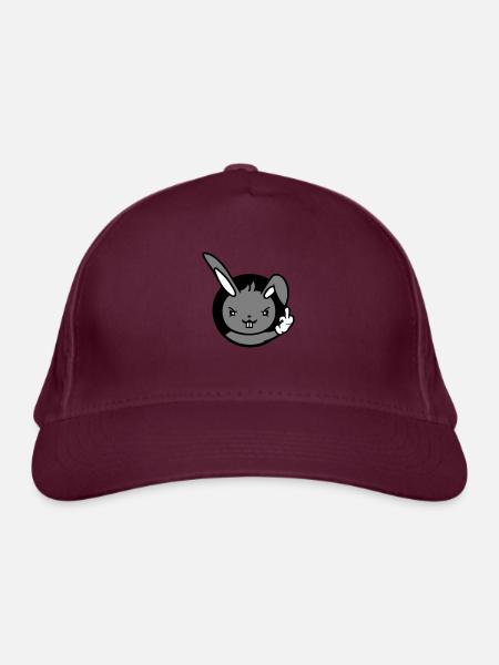Lapin Majeur Montrer Méchant Coquin Insultant - Casquette classique bio - bordeaux  - Devant