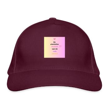 The sweetest mother in the whole world. Mother's Day - Organic Baseball Cap - burgundy - Front