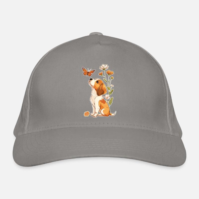 Beagle und Schmetterling Bio-Baseballkappe