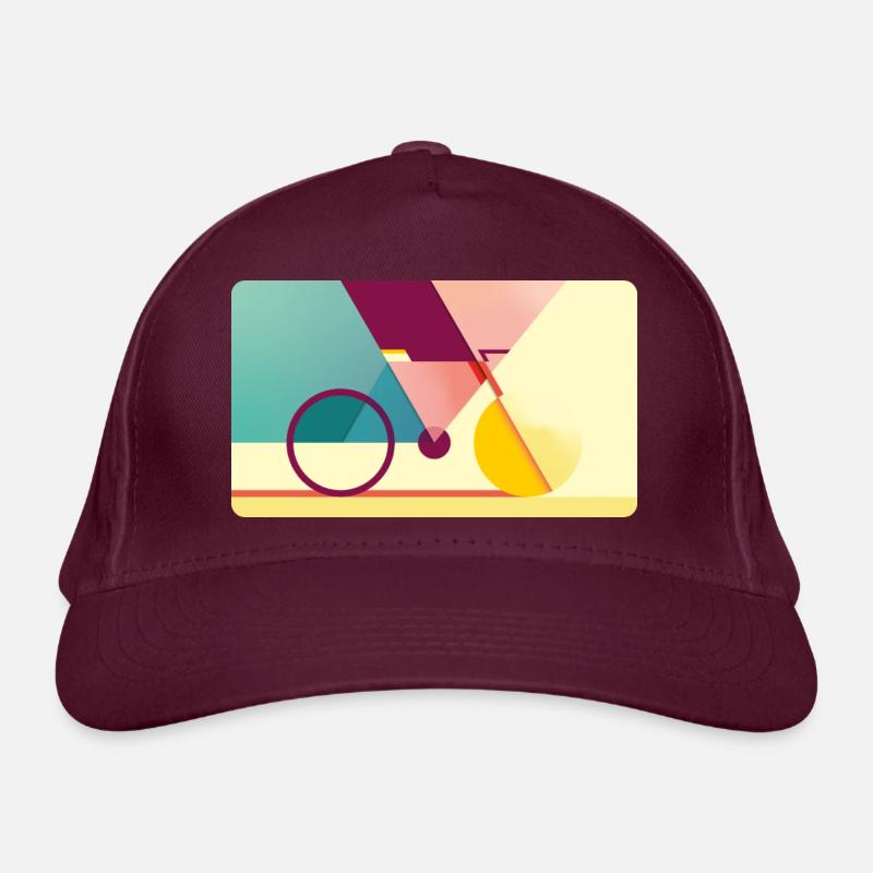 Geometrisches Rad - Bio-Baseballkappe - Burgunderrot