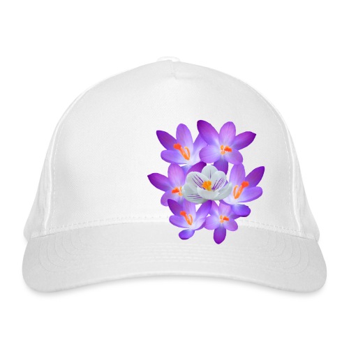 Frühlingsblumen, lila Blumenmuster Frühjahr Blüten - Bio-Baseballkappe