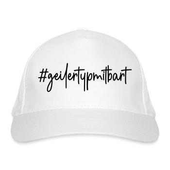 #geilertypmitbart - # geiler Typ mit Bart - Bart - Bio-Baseballkappe - Weiß - Vorne
