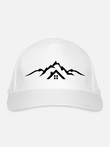 Landschaft - Berge Hütte - Bio-Baseballkappe - Weiß - Vorne