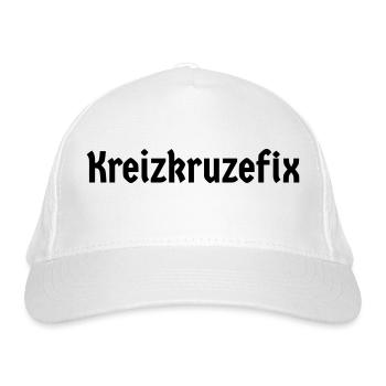 Kreizkruzefix bayerisch fluchen Flüche schimpfen - Bio-Baseballkappe - Weiß - Vorne