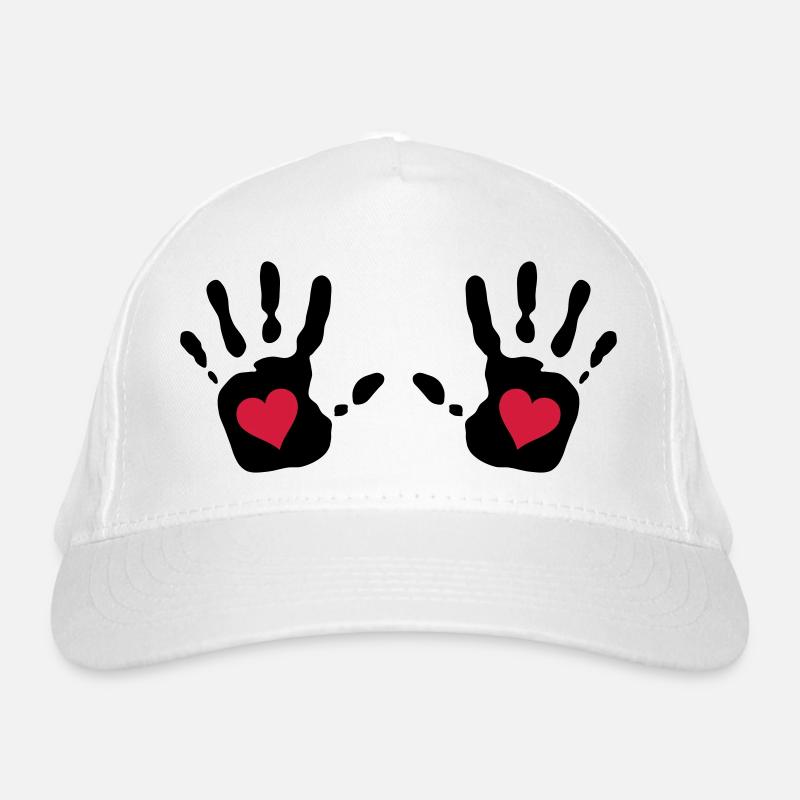 Hand Herz Ausschnitt 3 2c Bio-Baseballkappe