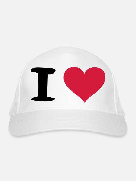 i heart - Ekologisk basebollkeps - vit - Fram