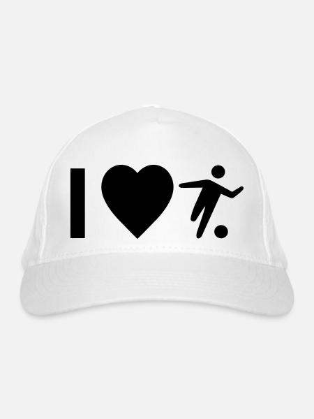 Cool "I Love Football" design for him and her - Organic Baseball Cap - white - Front
