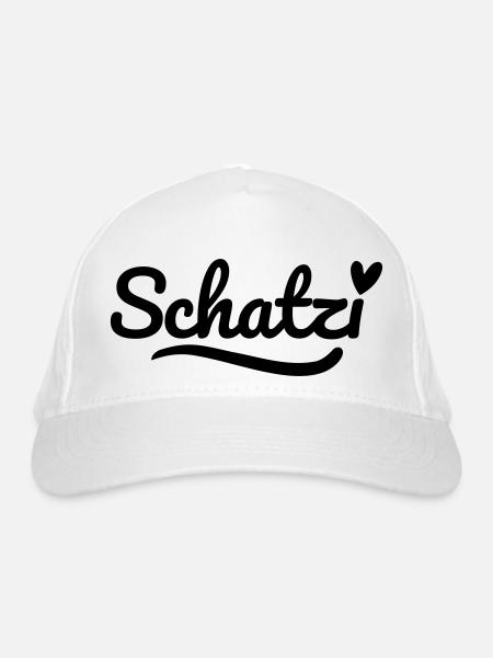 Schatzi Schrift Herz - Bio-Baseballkappe - Weiß - Vorne