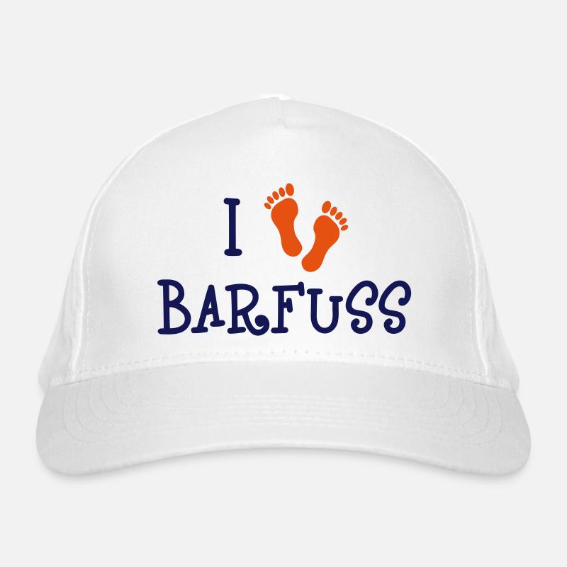 I Love Barfuss Bio-Baseballkappe