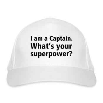 captain superpower - Organic Baseball Cap - white - Front