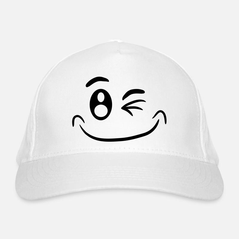 Comic Gesicht Lustig Smiley Zwinkern Bio-Baseballkappe