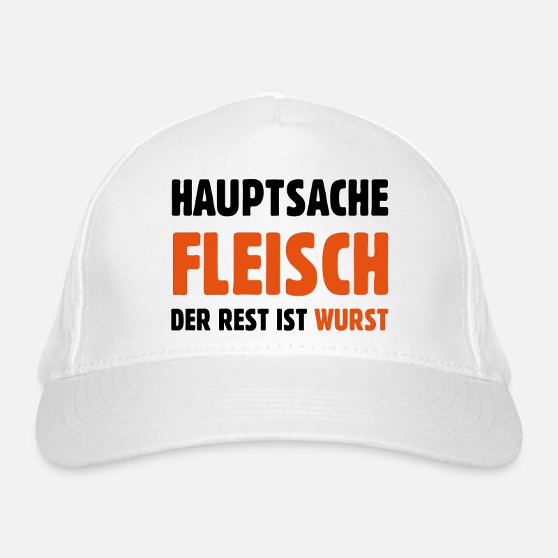 Hauptsache Fleisch - Bio-Baseballkappe - Weiß