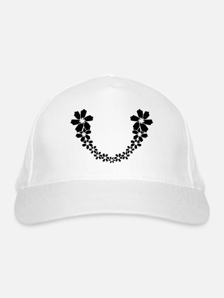 Blumen Ranke im Halbkreis - Bio-Baseballkappe - Weiß - Vorne