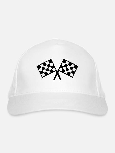 Flaggen Autorennen - Bio-Baseballkappe - Weiß - Vorne