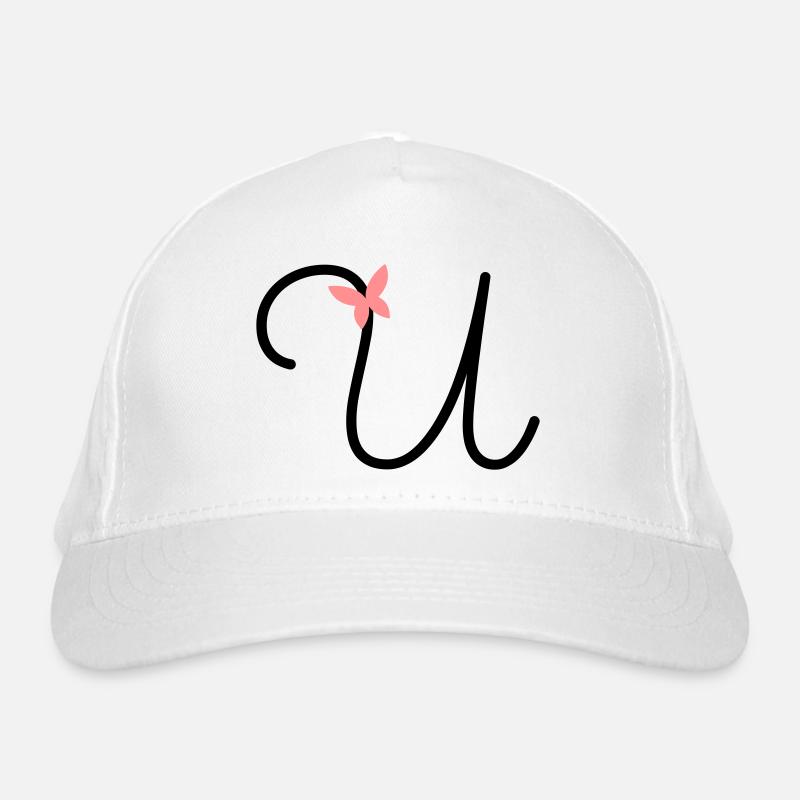 Letter U Butterfly Letter Organic Baseball Cap