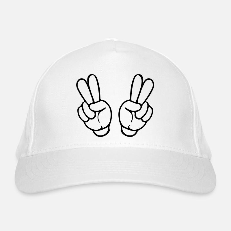 hands peace comic Bio-Baseballkappe