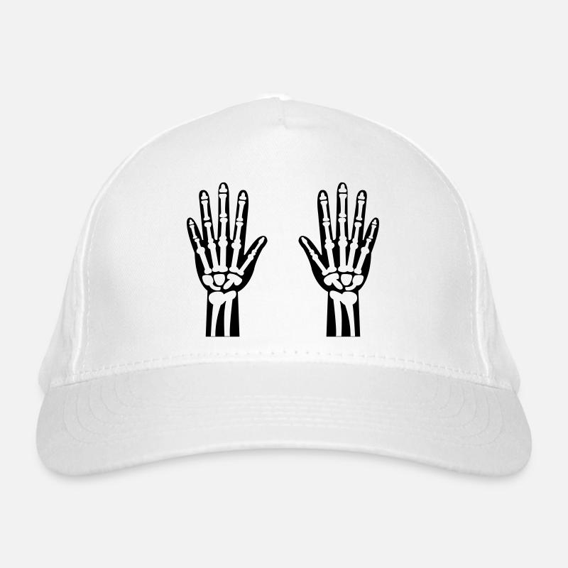 skelett hände 01 Bio-Baseballkappe