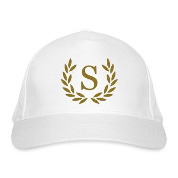 S - Buchstabe - Bio-Baseballkappe - Weiß - Vorne