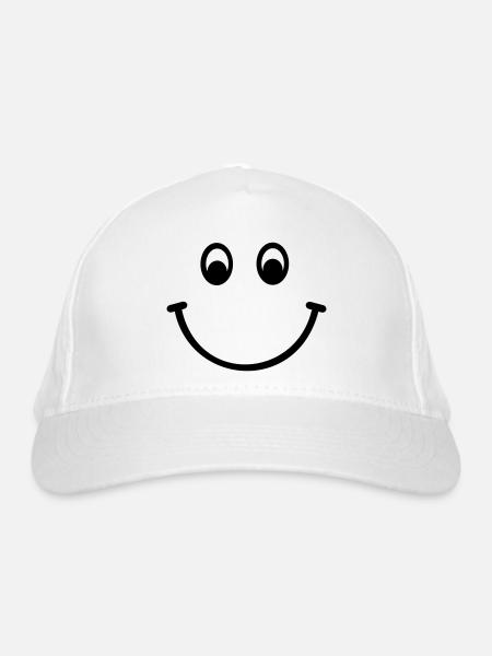 Smiley - Bio-Baseballkappe - Weiß