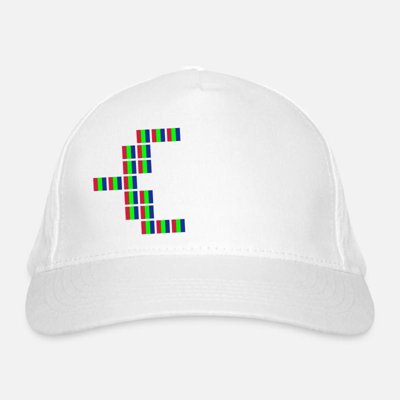 Pixel Art curly brace open - Bio-Baseballkappe - Weiß