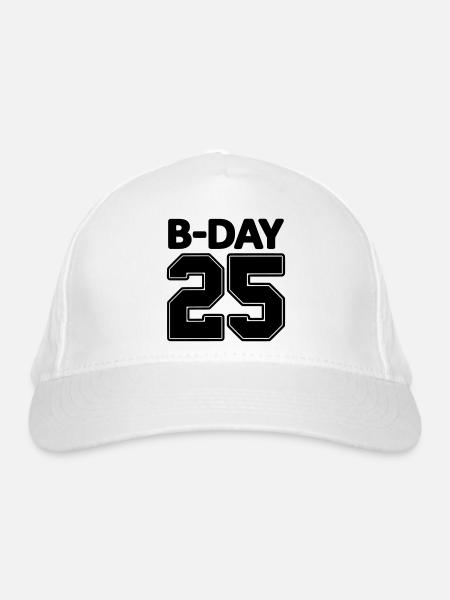 Numéro Shirt 25/25 ans numéro de maillot Bday - Casquette classique bio - blanc - Devant