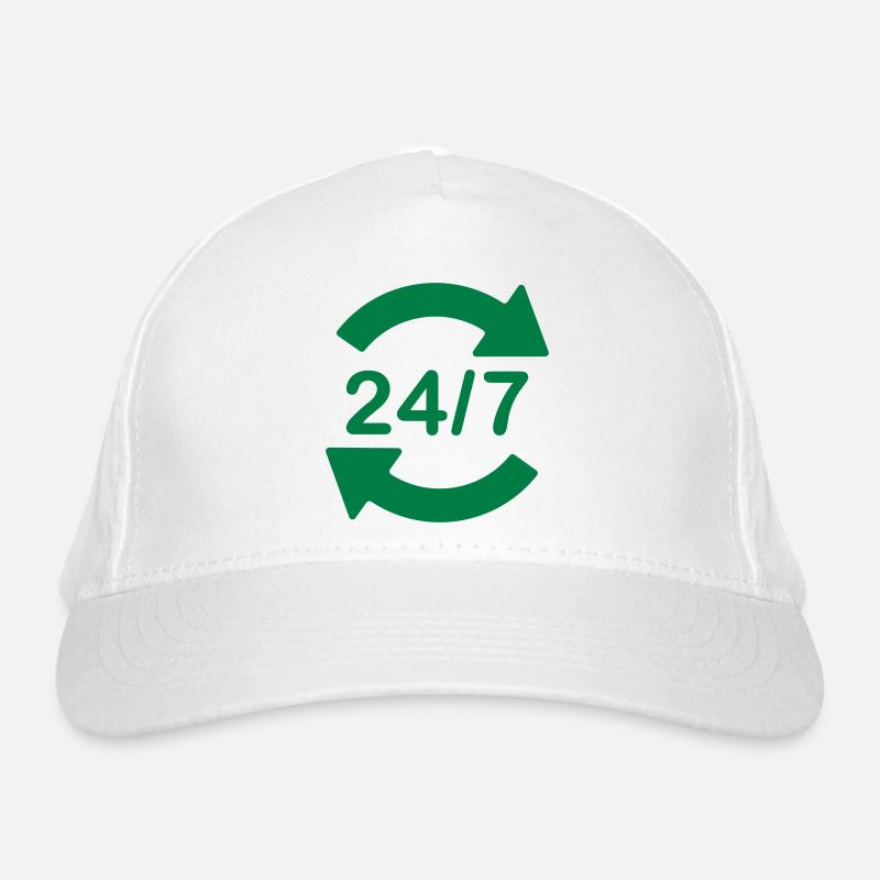 Symbole du logo du service 24h/24 et 7j/7 Casquette classique bio